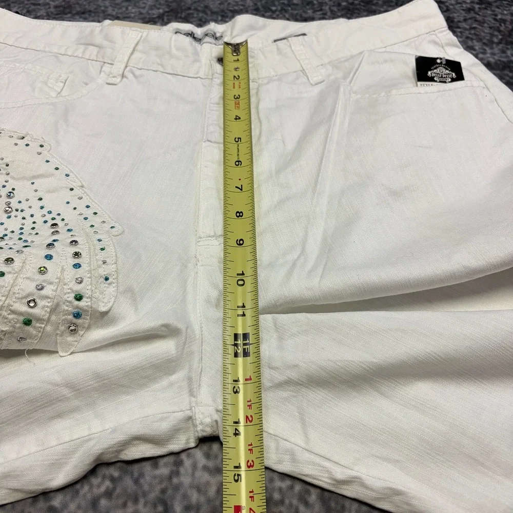 NWT Vintage Pelle Pelle Cargo Shorts Mens 36 White Baggy Hip-Hop Skater Y2K